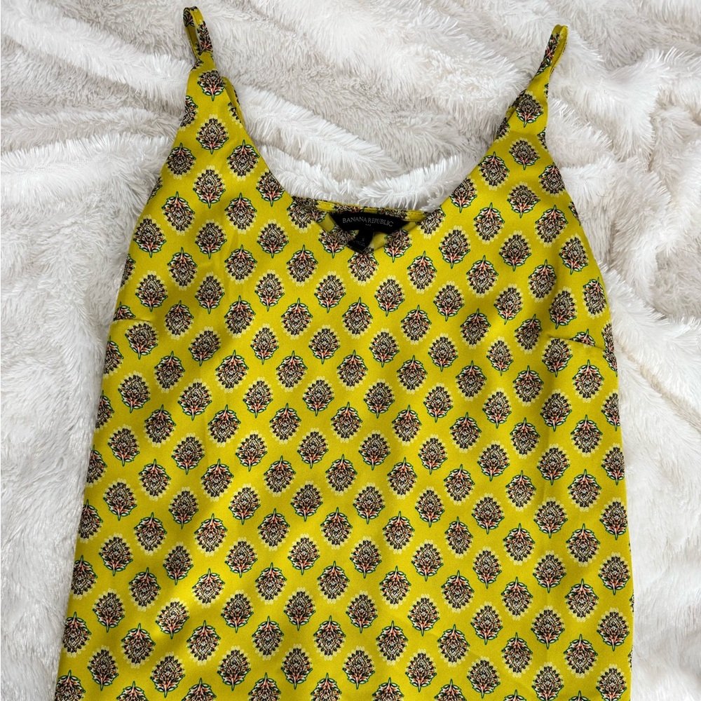 Banana Republic: Yellow Patterned Women's Tank Top